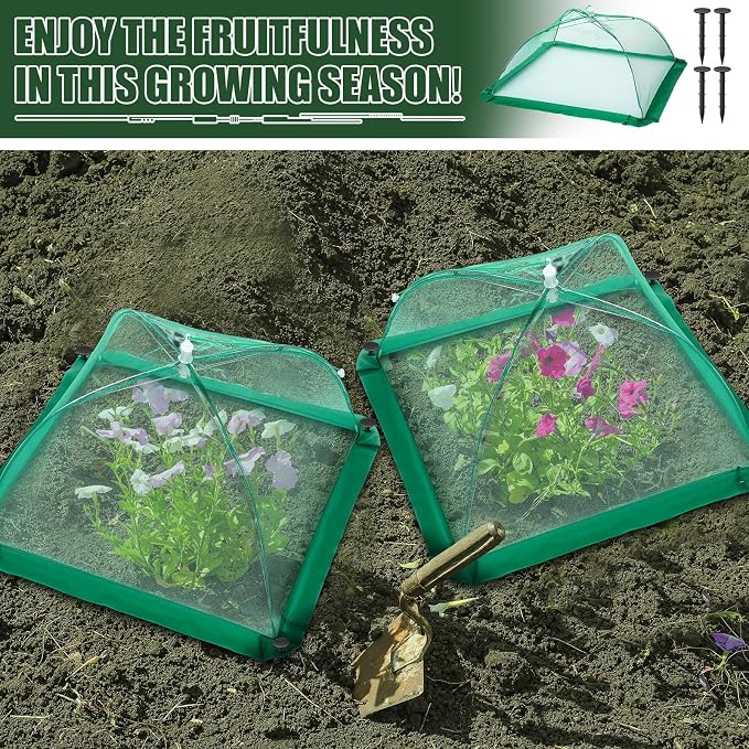 FillTouch 20 Pcs 17 Inch Mesh Plant Cover Plant Protectors from Animals Outdoor Plants Tent for Vegetables Pop up Net Garden Netting Cover Collapsible Plants Umbrella to Keep Small Animals Out