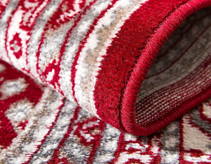 Unique Loom Williamsburg Collection Traditional Border with Dotted Center Area Rug, Runner 2' 9" x 9' 10", Red/Beige