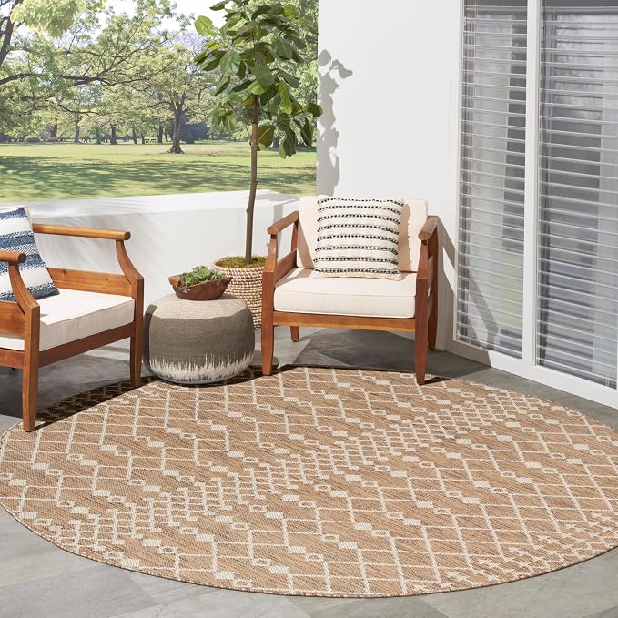 Nourison Home Positano Jute 6' x Round Area Rug - Easy Clean, Non Shedding, Bed Room, Living Room, Dining Room, Kitchen (6' x Round)