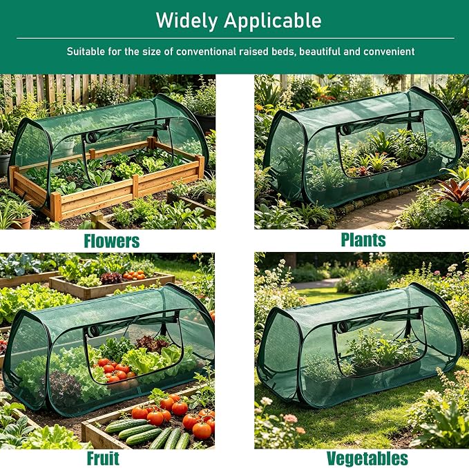 Pop Up Garden Rows Plant Cover,45"x22"x16",Covers for Raised Beds,Garden Bed Covers for Vegetables,Insect Bird Barrier Plant Net Cage with Stakes for Protecting Seedlings Fruits Vegetable Row