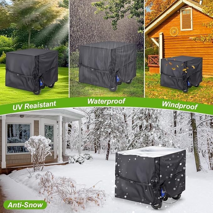 DVBB Outdoor Generator Covers Waterproof Heavy Duty 900D Oxford Portable Generator Cover Universal for 5500-15000 Watt Portable Generators (Black,38x28x30 in)