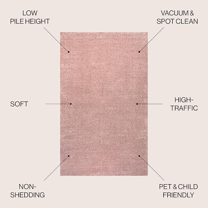 JONATHAN Y Haze Solid Low-Pile Pink 9x9 Square Indoor Area Rug, Coastal,Bohemian,Minimalist,Classic, Easy-Cleaning for Living Room,Bedroom,Kitchen,Pet Friendly,Non-Shedding (SEU100P-9SQ)