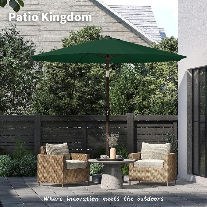PatioKingdom 11FT Patio Umbrella,Outdoor Umbrella with Push Button Tilt and Crank,Market Table Umbrella with 8 Sturdy Fiberglass Ribs UV Protection