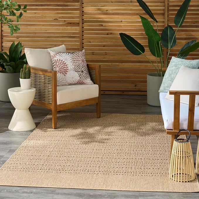 Nourison Home Tulum Taupe 5'3" x 7' Area Rug - Easy Clean, Non Shedding, Bed Room, Living Room, Dining Room, Kitchen (5' x 7')