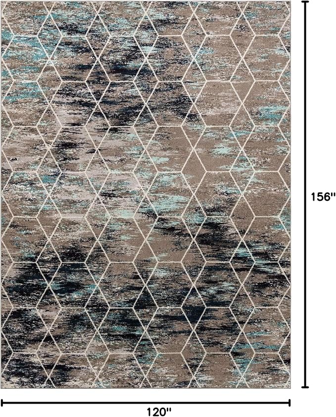Unique Loom Trellis Frieze Collection Area Rug - Geometric (10' x 13', Blue Multi/ Ivory)