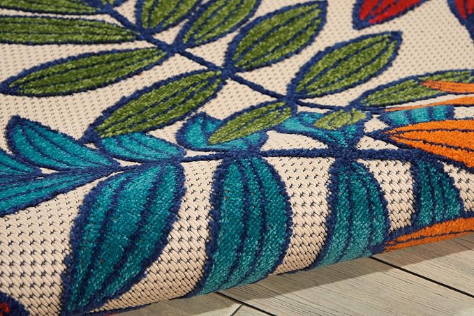 Nourison Home Aloha Multicolor 9' x 12' Area Rug - Easy Clean, Non Shedding, Bed Room, Living Room, Dining Room, Kitchen (9' x 12')