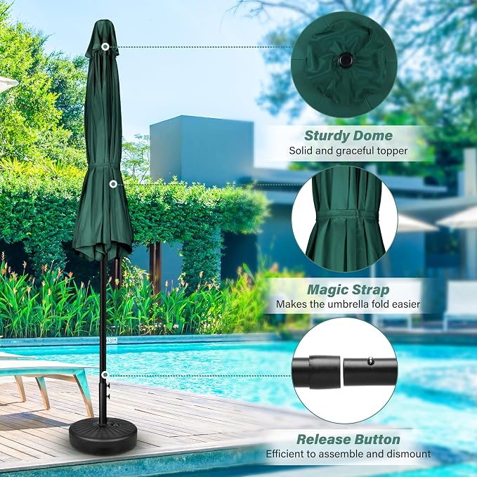 HealSmart 7.5ft Patio Umbrella with Push Button Tilt/Crank, Outdoor Table Market Yard Umbrella, 6 Sturdy Ribs for Garden, Deck, Backyard, Pool