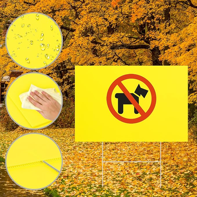 10-Pack 18x12 Inch Blank Yard Signs with Stakes - Waterproof Corrugated Plastic for Garage Sales, Gardens, Commercials & Parks (Yellow)