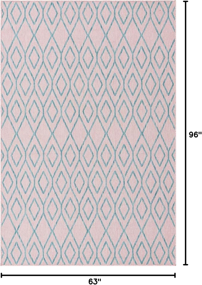 Jill Zarin Outdoor Collection Area Rug - Turks and Caicos (5' 3" x 8' Rectangle Pink and Aqua/Light Blue)