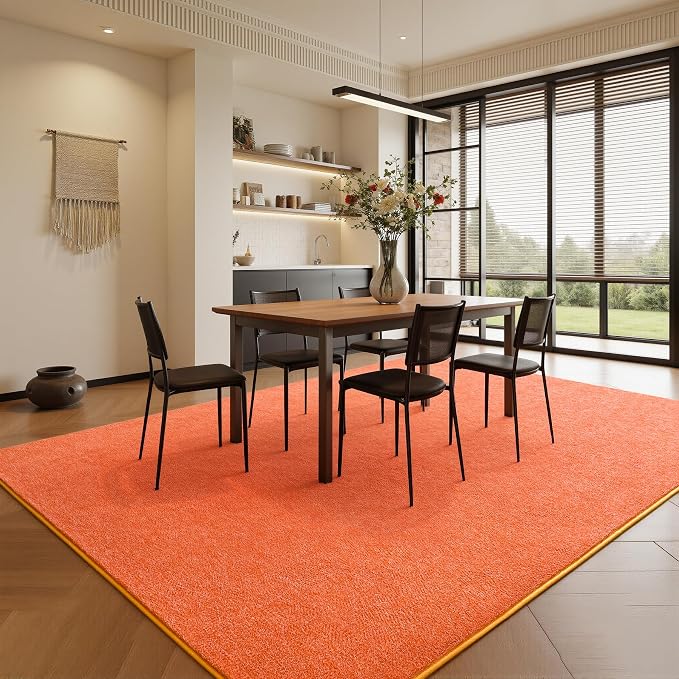 Chicrug Modern 6x9 Memory Foam Area Rugs for Bedroom Living Room | Low-pile Carpet Rug for Kids Playroom, Floor Rug for Bedside Dorm Dining Room Home Decor, Orange and White
