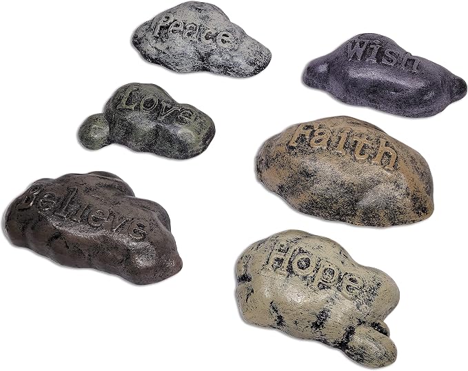 Lulu Decor, 100% Cast Iron Fairy Lamps Garden Decor Fairy Garden Accessories and Fairy Sayings Stepping Stones