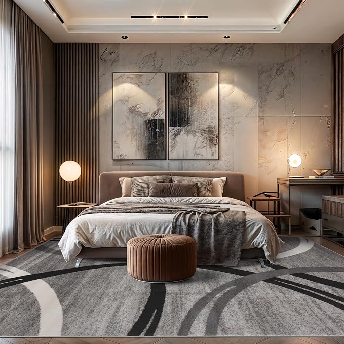 Rugshop Wavy Circles Fade-Resistant Living Room Area Rug Gray 12' x 15' | High Traffic,Fade Resistant, Living Room, Bedroom, Dining Room, Large Areas,Basement,Open Spaces,Kitchen,Oversized Area Rug