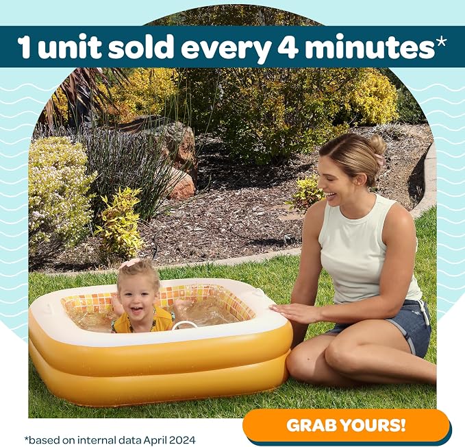 3-in-1 Inflatable Baby Pool, Bathtub & Ball Pit for Toddlers 1-3, Patented Safety Secure Grip Handles, Soft Floor & Drain - Summer Water Toys, First Birthday Gifts, Kiddie Pool for Ages 1 2 3, 34"x10"