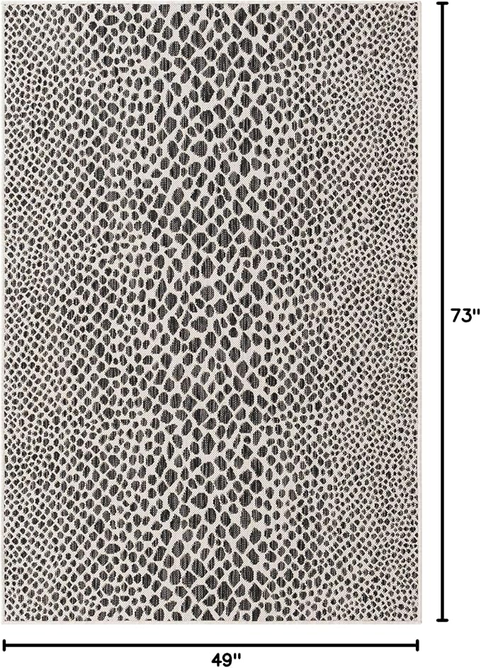 Unique Loom Outdoor Collection Area Rug - Cape Town (4' 1' x 6' 1' Rectangle, Black/ Ivory)
