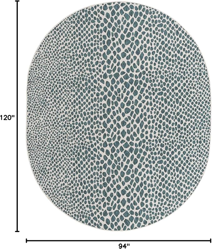 Unique Loom Jill Zarin Outdoor Collection Area Rug - Cape Town (7' 10' x 10' Oval, Teal/ Ivory)