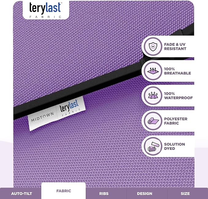 The Lean Patio Umbrella (Terylast Fabric - Midtown Purple, 10 Foot)