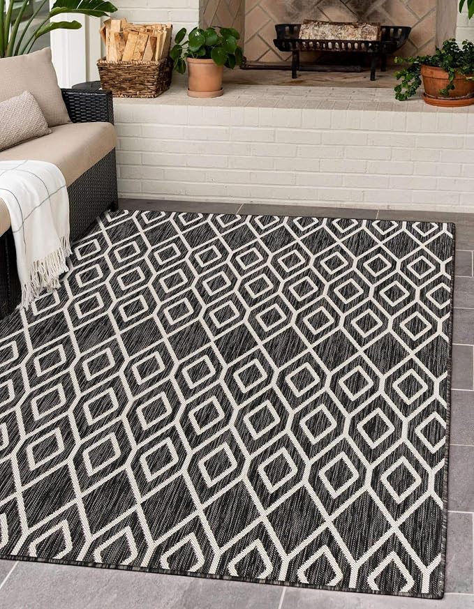 Jill Zarin Outdoor Collection Area Rug - Turks and Caicos (2' 2" x 3' Rectangle Charcoal Gray/Ivory)