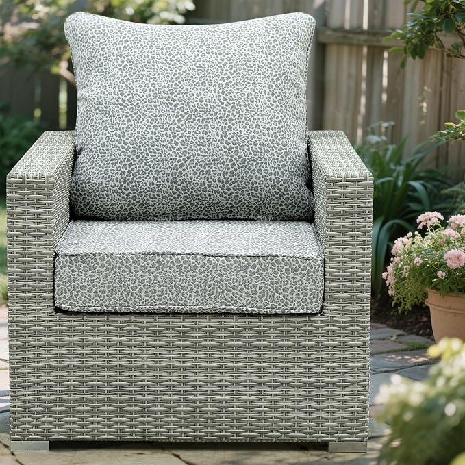 Deep Seat Patio Cushions Set 22 x 22 Inch,Olefin Fabric Outdoor Seat Cushion,Patio Furniture Cushions with Removable Cover,Rain-Proof and Fade Resistant Deep Seat Bottom & Back Cushion,1set