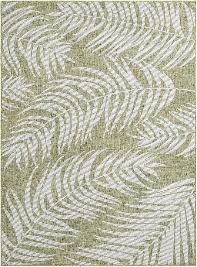 Unique Loom Outdoor Botanical Collection Area Rug - Palm (5' 1" x 7' 1" Rectangle Green/Ivory)