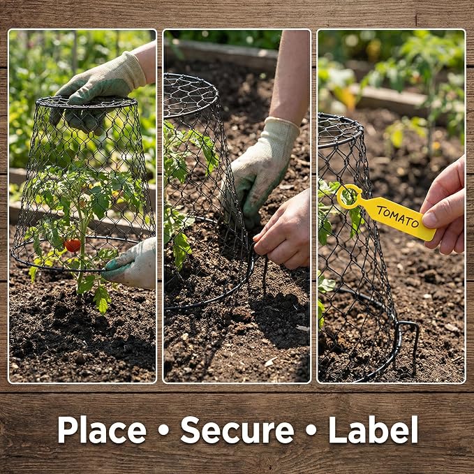 10 Pcs Seedling Plant Protectors from Animals, Chicken Wire Plant Cage Garden Cloche to Protect Plants Vegetables from Rabbits Squirrels Chicken – 9'' x 9”