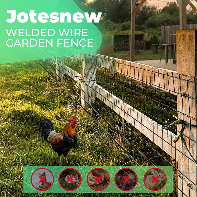 Garden Fence Black PVC Coated Welded Wire Fencing 48 Inch x 100 Foot, 2 Inch x 3 Inch 16GA, Garden Border Fencing Roll Vinyl Coating Metal Wire Mesh for Yard Vegetable Plant Protection Poultry Netting