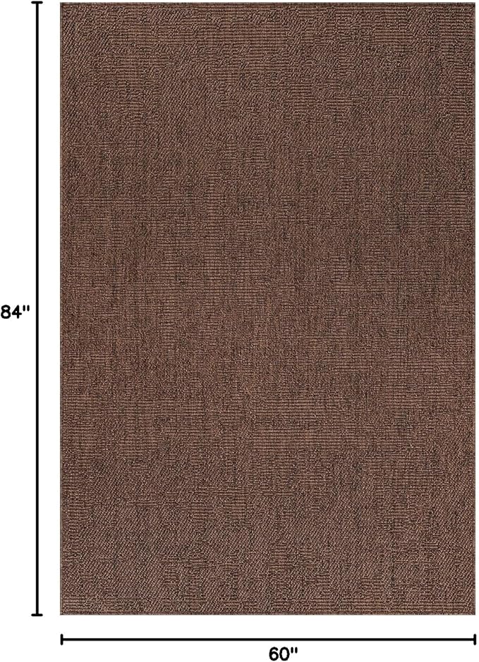 CAMILSON Easy Jute Rug 5x7, Indoor Outdoor Brown Color Fiber Area Rugs for Living Room Patio and Kitchen Rug, Solid Boho Woven Design, Easy-Cleaning, Washable Outside Carpet Alfombras (5 x 7)