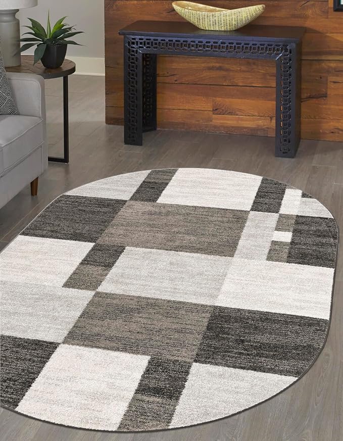 Unique Loom Autumn Collection Area Rug - Providence (3' 3" x 5' 3" Oval, Gray/Ivory)
