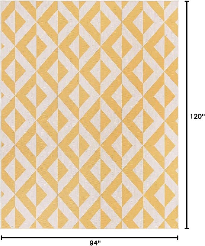 Unique Loom Jill Zarin Outdoor Collection Area Rug - Napa (7' 10'' x 10' Rectangle, Yellow/ Ivory)