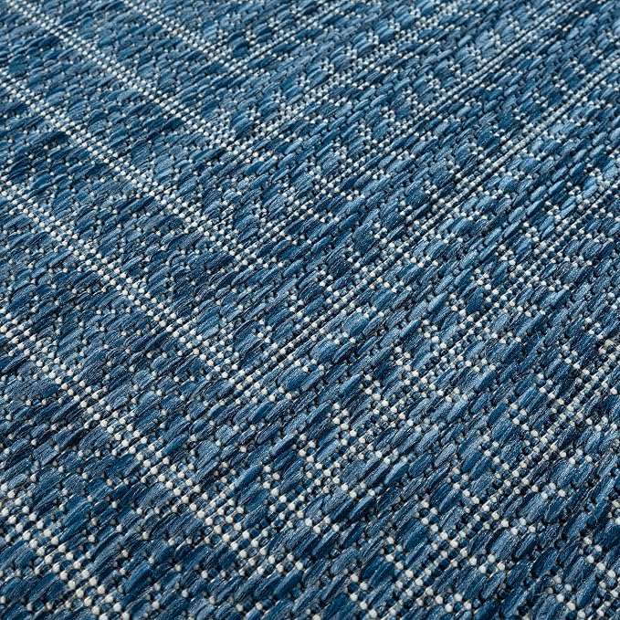 Adiva Rugs Outdoor Indoor Area Rug, Weather Resistant, Easy to Clean, Stain Resistant Floor Mat for Dining Room, Backyard, Deck, Patio (Azure Denim Blue, 2'6" x 7')