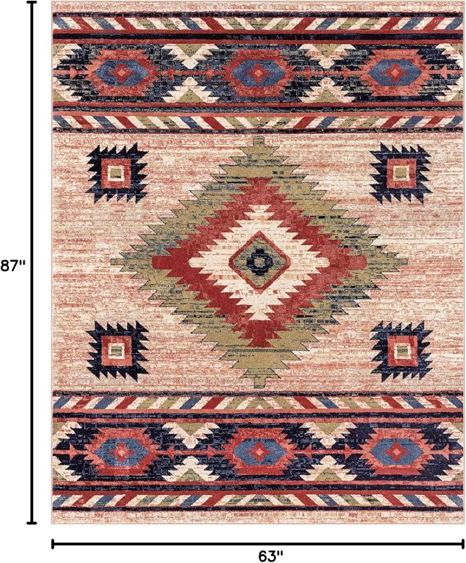 Well Woven Tulsa Lea Cream Traditional Southwestern Tribal 5x7 (5'3" x 7'3") Area Rug