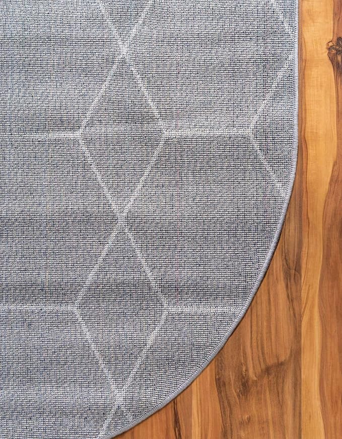 Unique Loom Trellis Frieze Collection Area Rug - Geometric (3' x 5' Oval, Light Gray/ Ivory)