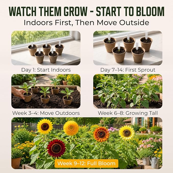 Sunflower Seed Growing Kit -All in One Sun Flower Garden Kit - A Complete Sunflower Gift - Beginner Starter Plants- Seed Variety Pack