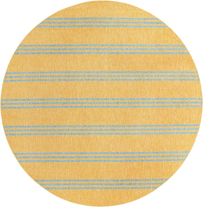 Unique Loom Outdoor Collection Area Rug - Anguilla (13' Round, Yellow and Aqua/Light Blue)