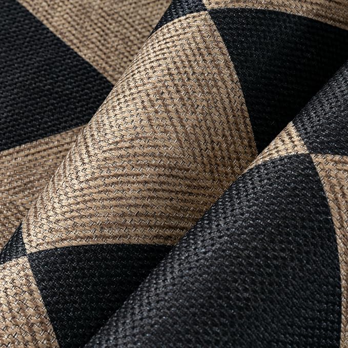 PureCozy 2x8 Checkered Easy Jute Runner Rug Non Slip Hallway Kitchen Washable Outdoor Rug for Entryway Indoor Checkerboard Black Long Indoor Outdoor Textured Diamond Carpet for Bedside Entry Porch