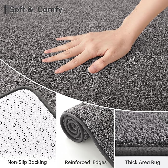Keeko Round Area Rug 7ft for Living Room Bedroom,Soft Washable Circle Rug | Modern Indoor Memory Foam Entryway Rug Low Pile Minimalist Non Slip Rug for Kids Nursery Dorm Room Home Decor