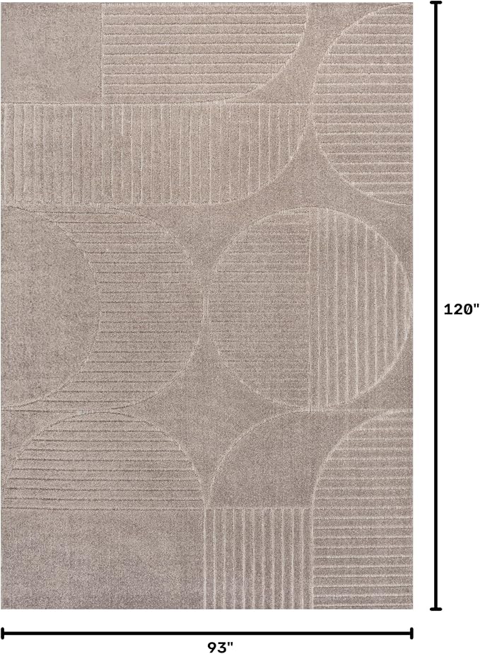 JONATHAN Y Nordby High-Low Arch Striped Indoor/Outdoor Area Rug, 8x10, Taupe/Beige, for Patio, Backyard, Living Room, Bedroom, Office, Hose-Washable (SCN104D-8)