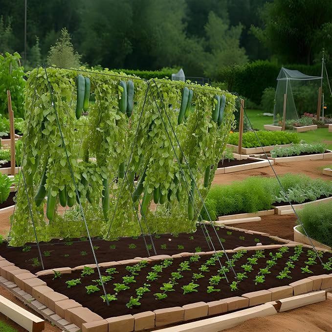 Cucumber Trellis for Garden - 4 Pack, 48" L x 24" W Garden Trellis for Climbing Plants Outdoor with Support Structures, A Frame Trellis for Climbing Vegetables Peas, Vine, Bean