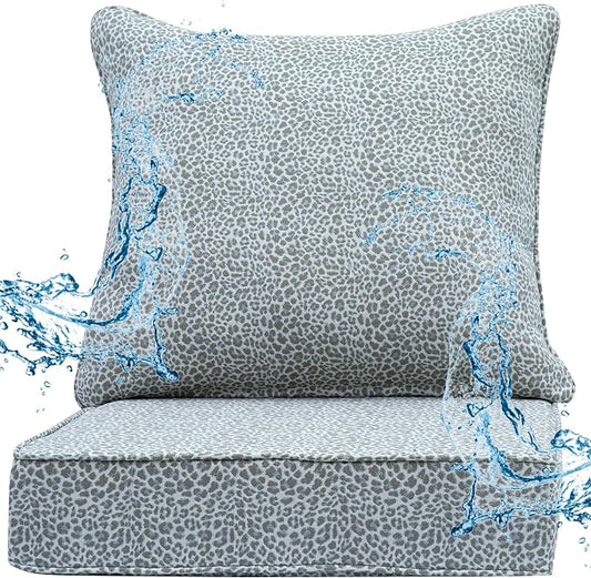 Deep Seat Patio Cushions Set 22 x 22 Inch,Olefin Fabric Outdoor Seat Cushion,Patio Furniture Cushions with Removable Cover,Rain-Proof and Fade Resistant Deep Seat Bottom & Back Cushion,1set