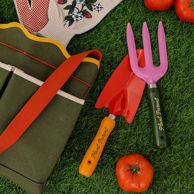 ban.do Garden Tool Bag, Cotton Canvas Outdoor Bag with EVA Lining and Scalloped Edges, Colorblock