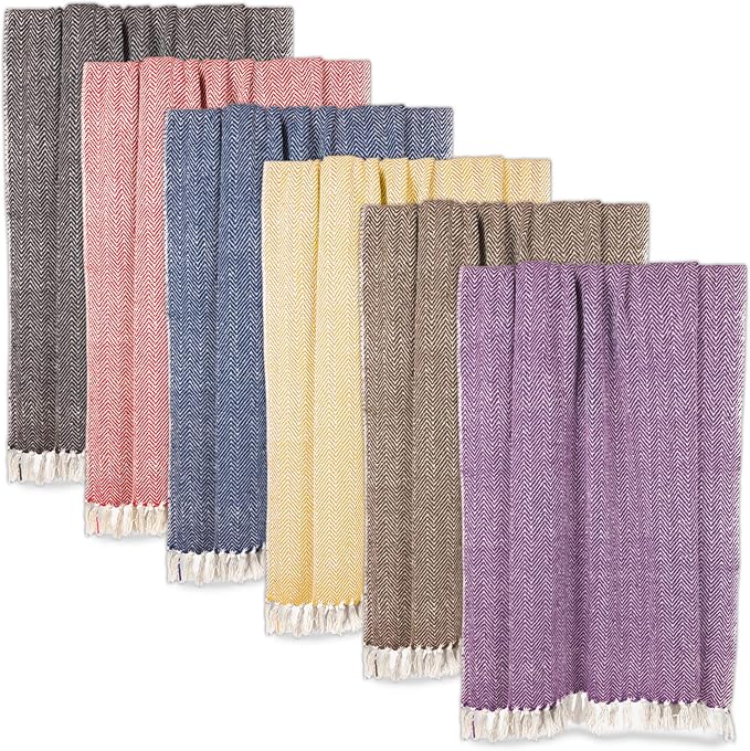 DII Chevron Throw Collection Handloomed Cotton, 50x60, Black (Pack of 12)