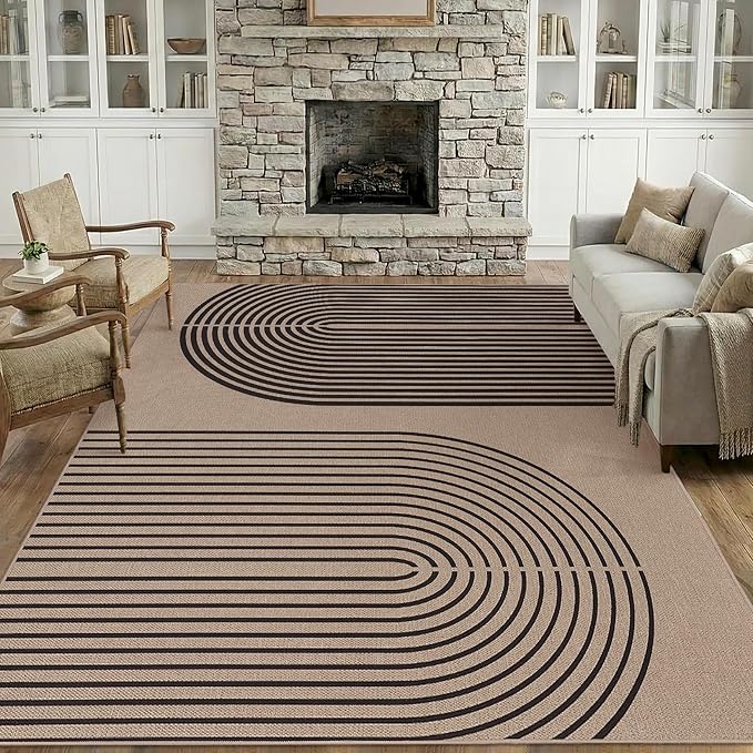 GarveeHome Modern Rainbow 8x10 Easy Jute Area Rug for Living Room -Farmhouse Indoor/Outdoor Carpet, Non-Slip & Non Shedding for Bedroom, Dining Room, Office, Backyard Patio