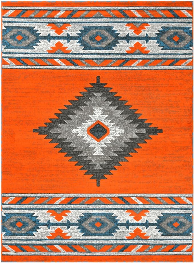 YHSF Southwestern Area Rug - Anti Static & Washable - Orange, 2 ft x 3 ft | Soft Native American Tribal Floor Rugs for Living Room, Bedroom, Hallways, and More - Easy-to-Clean Home Decors