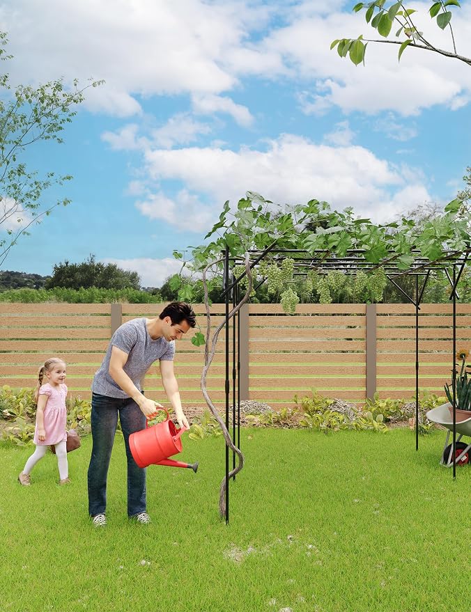 Patikuin Heavy-Duty Flat Top Garden Trellis for Climbing Plants, 80" Square Dome-Style Grape Growing Frame, Plastic Garden Arch for Weddings, Parties & Lawn Decor