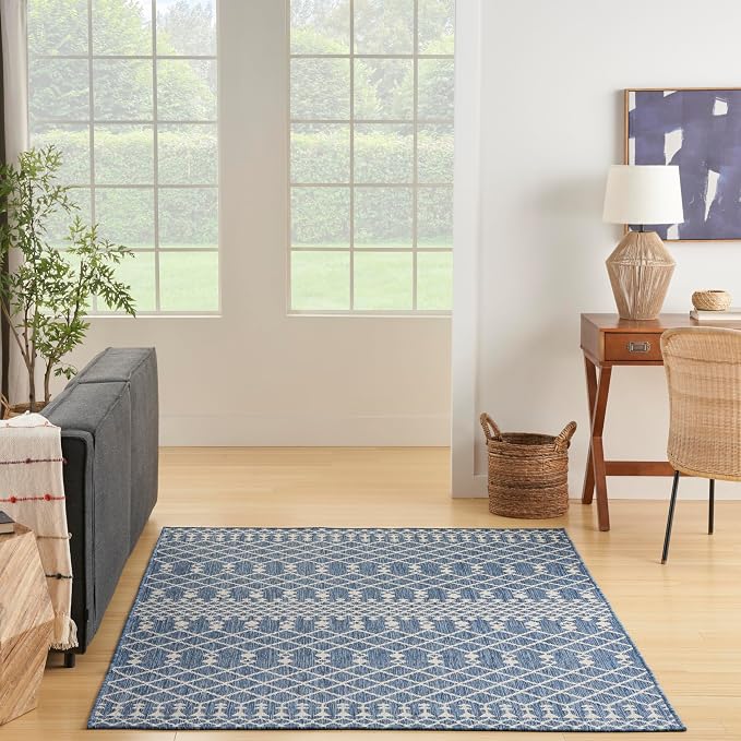 Nourison Home Positano Navy Blue 7' x 10' Area Rug - Easy Clean, Non Shedding, Bed Room, Living Room, Dining Room, Kitchen (7' x 10')