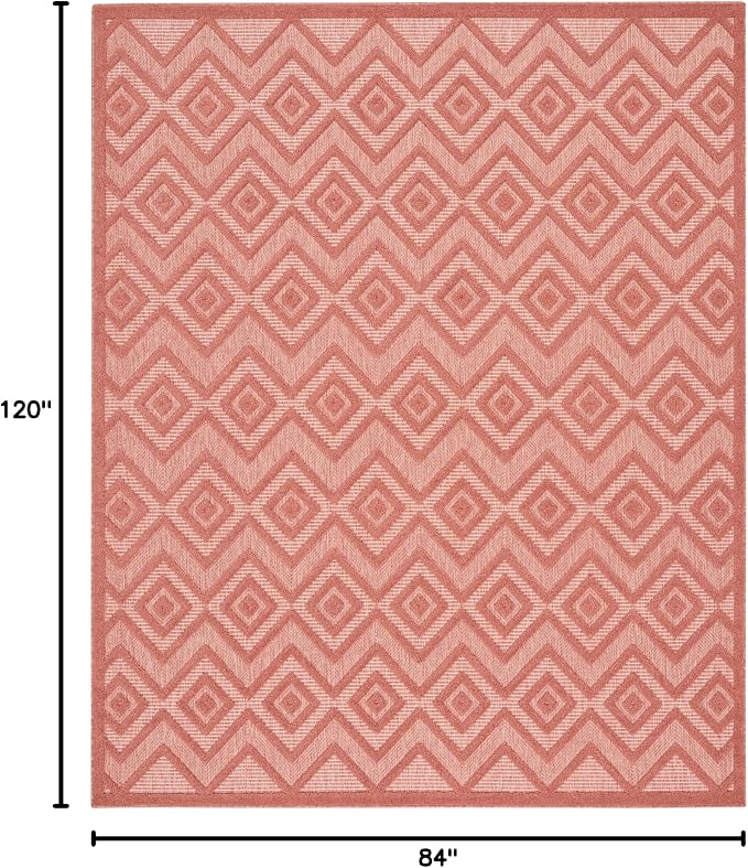 Nourison Home Versatile Coral Orange 7' x 10' Area Rug - Easy Clean, Non Shedding, Bed Room, Living Room, Dining Room, Kitchen (7' x 10')