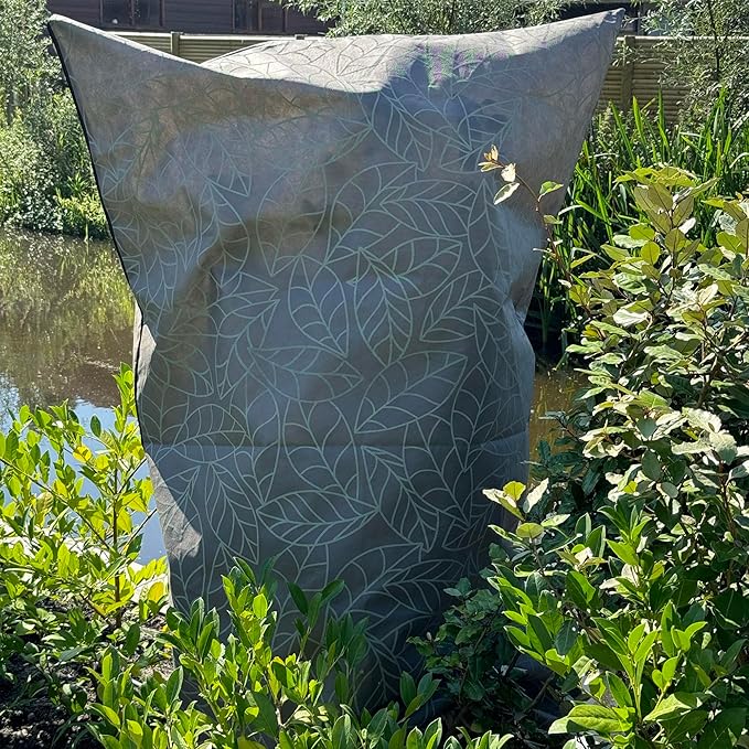 Plant Covers Freeze Protection 47"x71" in 2 Pack | Brown Winter Frost Blankets for Outdoor Plants | Reusable Garden Cover Bags with Zipper Drawstring | Cold Weather Shrub Protection Cloth