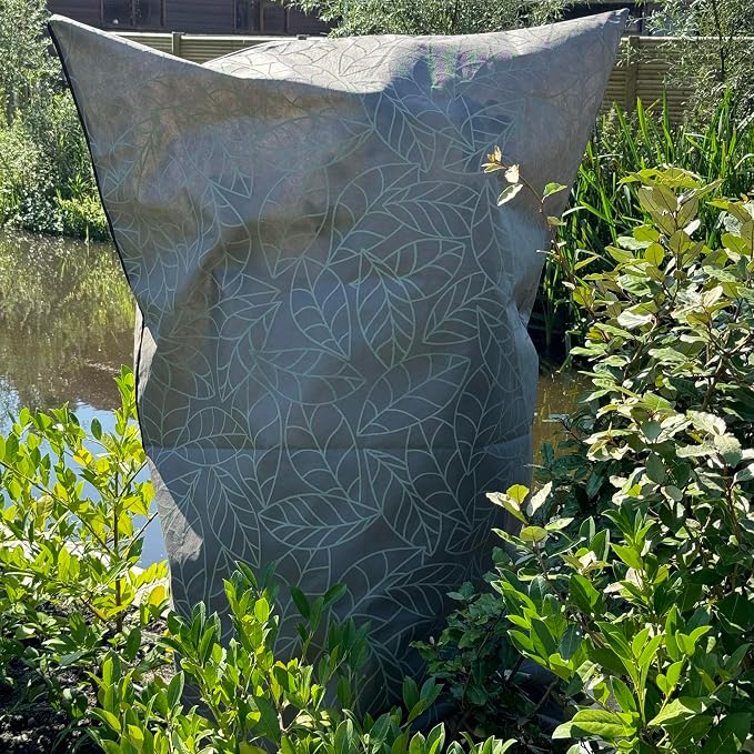 Plant Covers Freeze Protection 59"x91" in 2 Pack | Brown Winter Frost Blankets for Outdoor Plants | Reusable Garden Cover Bags with Zipper Drawstring | Cold Weather Shrub Protection Cloth