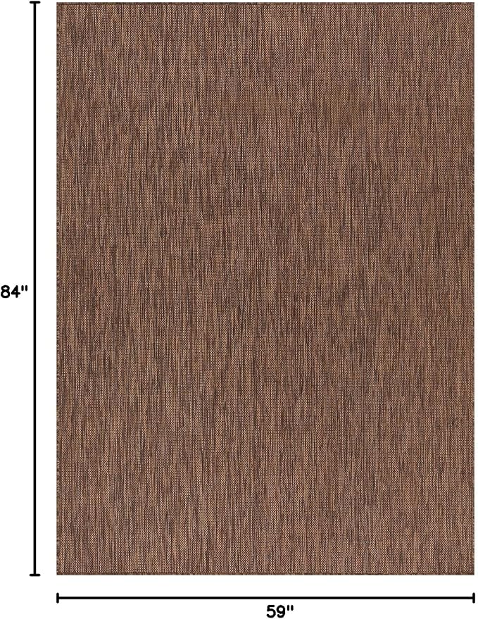Beverly Rug Indoor Outdoor Rug 5x7, Washable Outside Carpet for Patio, Deck, Porch, Solid Modern Area Rug, Water Resistant, Gold Brown