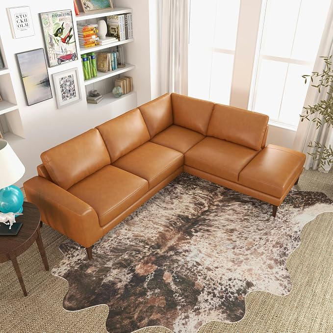 Brown Large Faux Cowhide Rug 6.2x7.6ft Washable Cowhide Rug | No-Slip Low Pile Animal Print Western Decor for Living Room Bedroom Kitchen Bathroom-No Fur