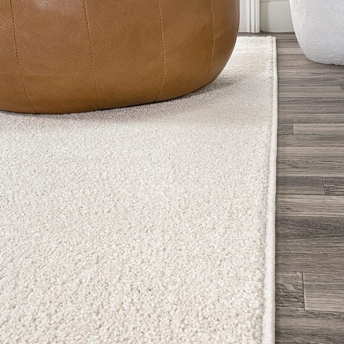 JONATHAN Y Haze Solid Low-Pile Cream 6x6 Square Indoor Area Rug, Coastal,Bohemian,Minimalist,Classic, Easy-Cleaning for Living Room,Bedroom,Kitchen,Pet Friendly,Non-Shedding (SEU100T-6SQ)